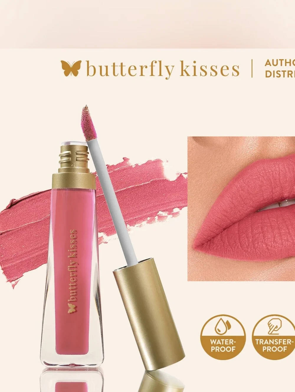 Butterfly Kisses Matte Creamy Lipstick - Longwear Waterproof - (ROSE)